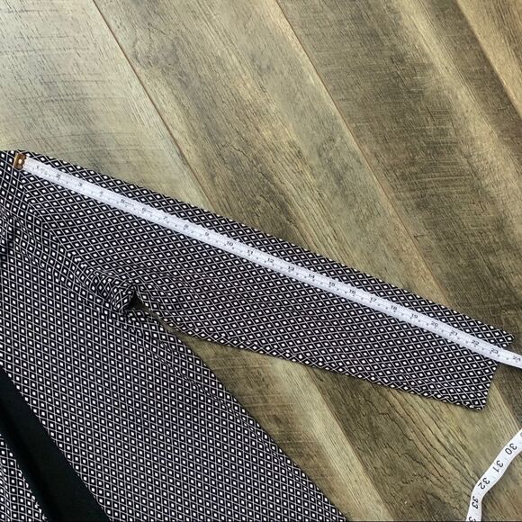 Michael Kors Black and White Diamond Sheath Dress Long Sleeve Stripe Size Medium - Picture 10 of 10